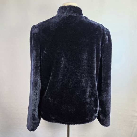 VTG Weather Tamer Faux‎ Fur Black Jacket Y2K Bomber Style Glam Retro Women's XL - Picture 4 of 9
